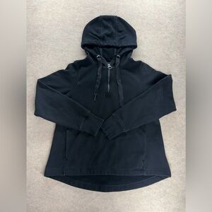 Athleta Hoodie Womens XS Black 1/4 Quarter Zip Fleece Pullover Sweatshirt Pocket